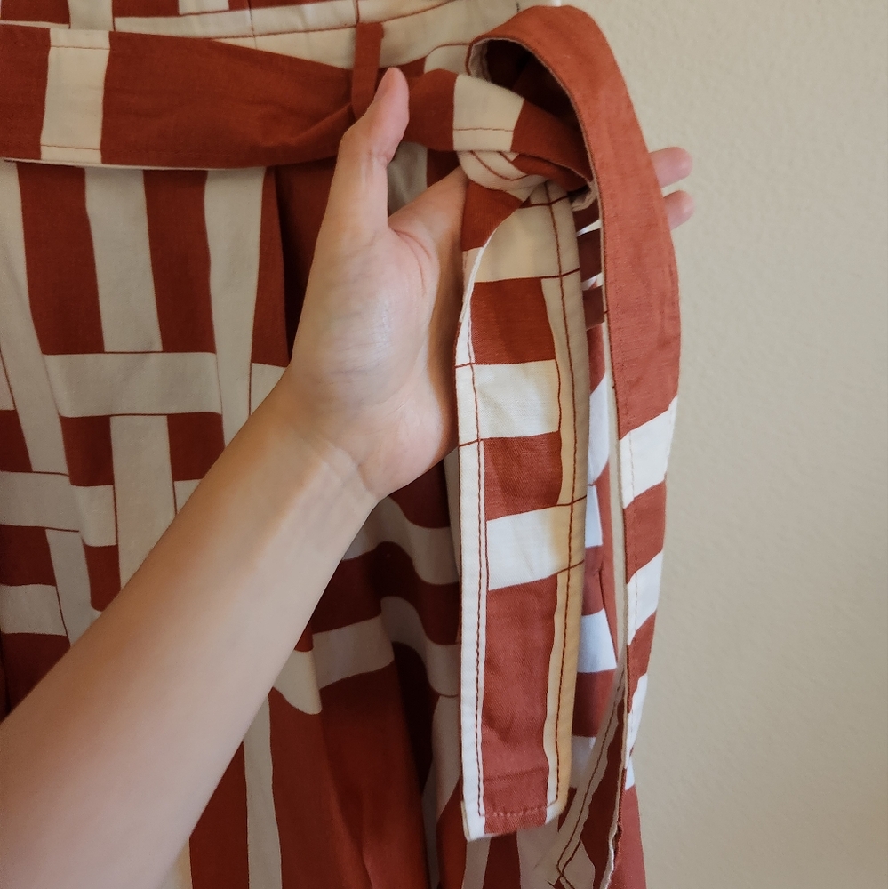 Ann Taylor petite brown and white midi skirt - Picture 3 of 4